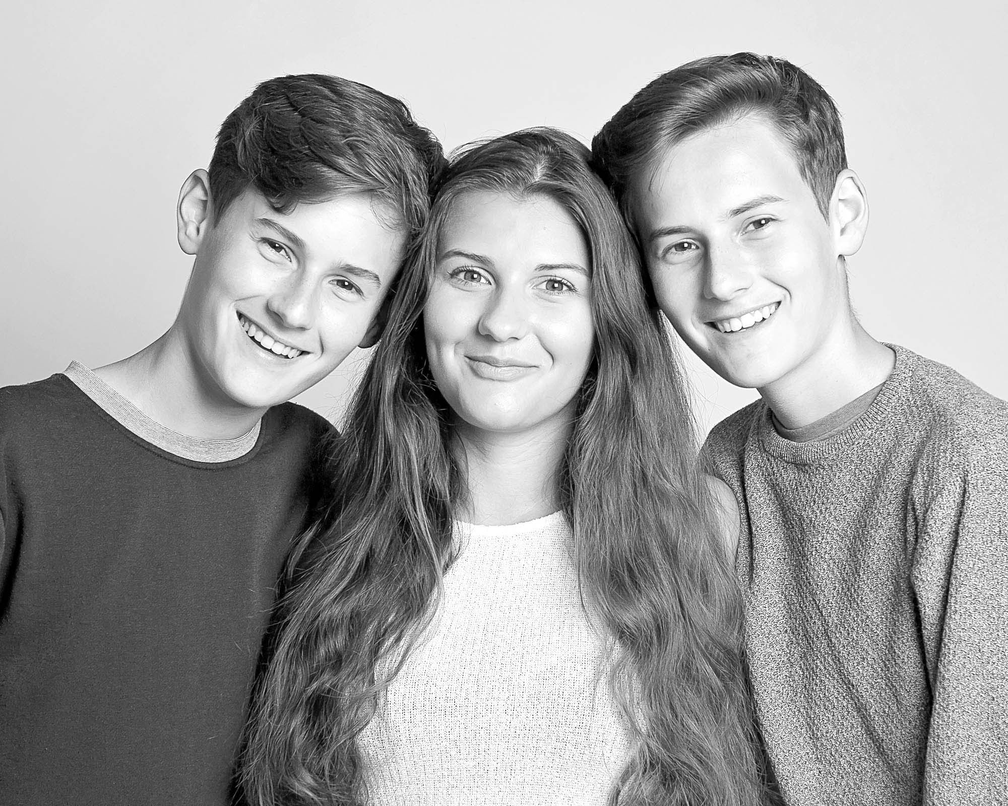 siblings black and white by family photographer Winchester