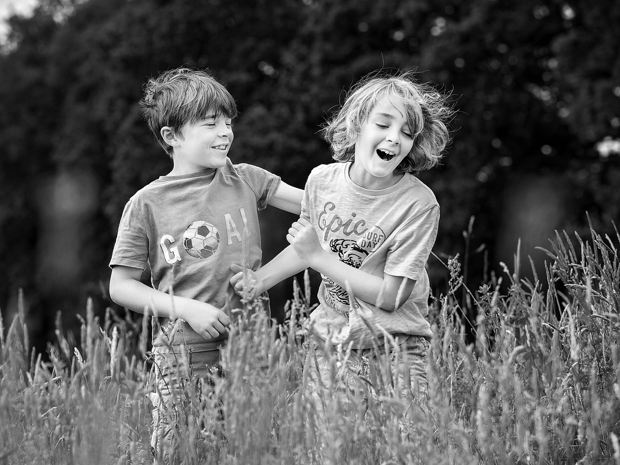 Brothers black and white by family photography Hampshire 
