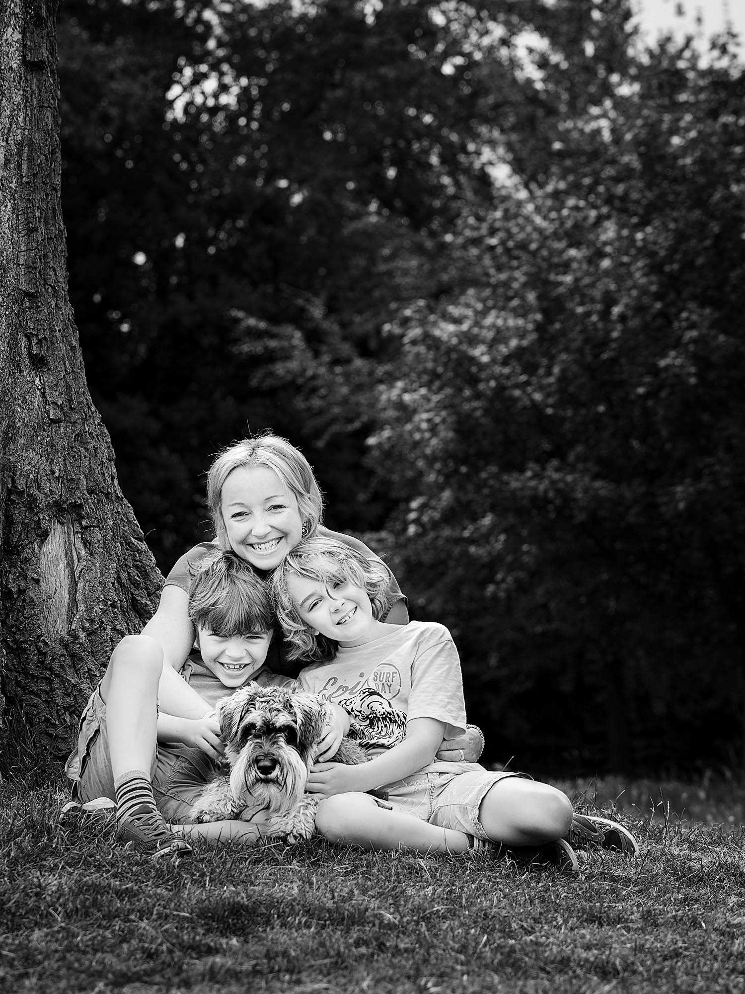Family black and white by family photographer Winchester 