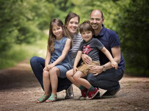 family in the woods by Hampshire family photographer