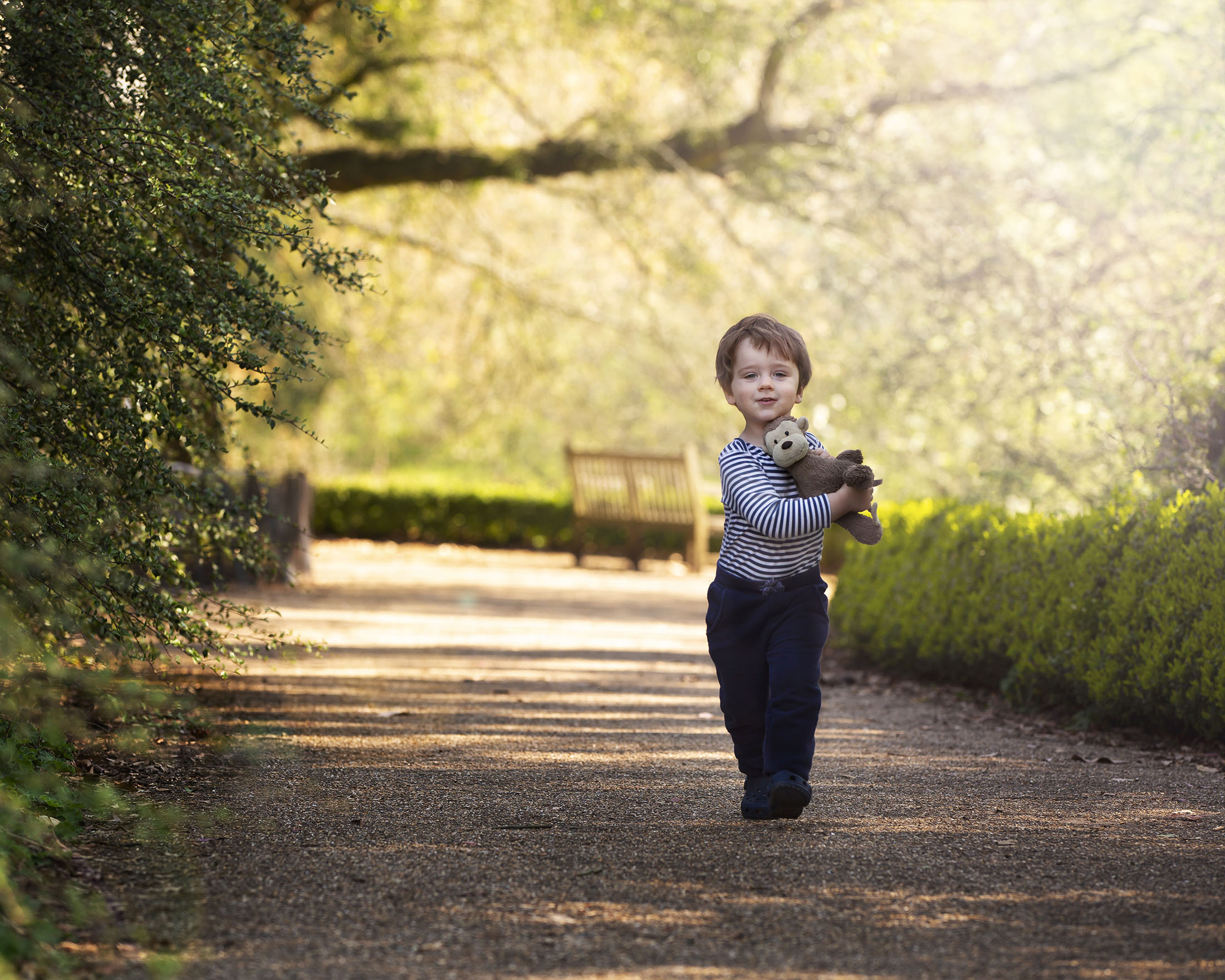 Little boy with teddy by family photography Hampshire 
