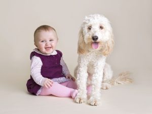 baby and dog in Winchester studio