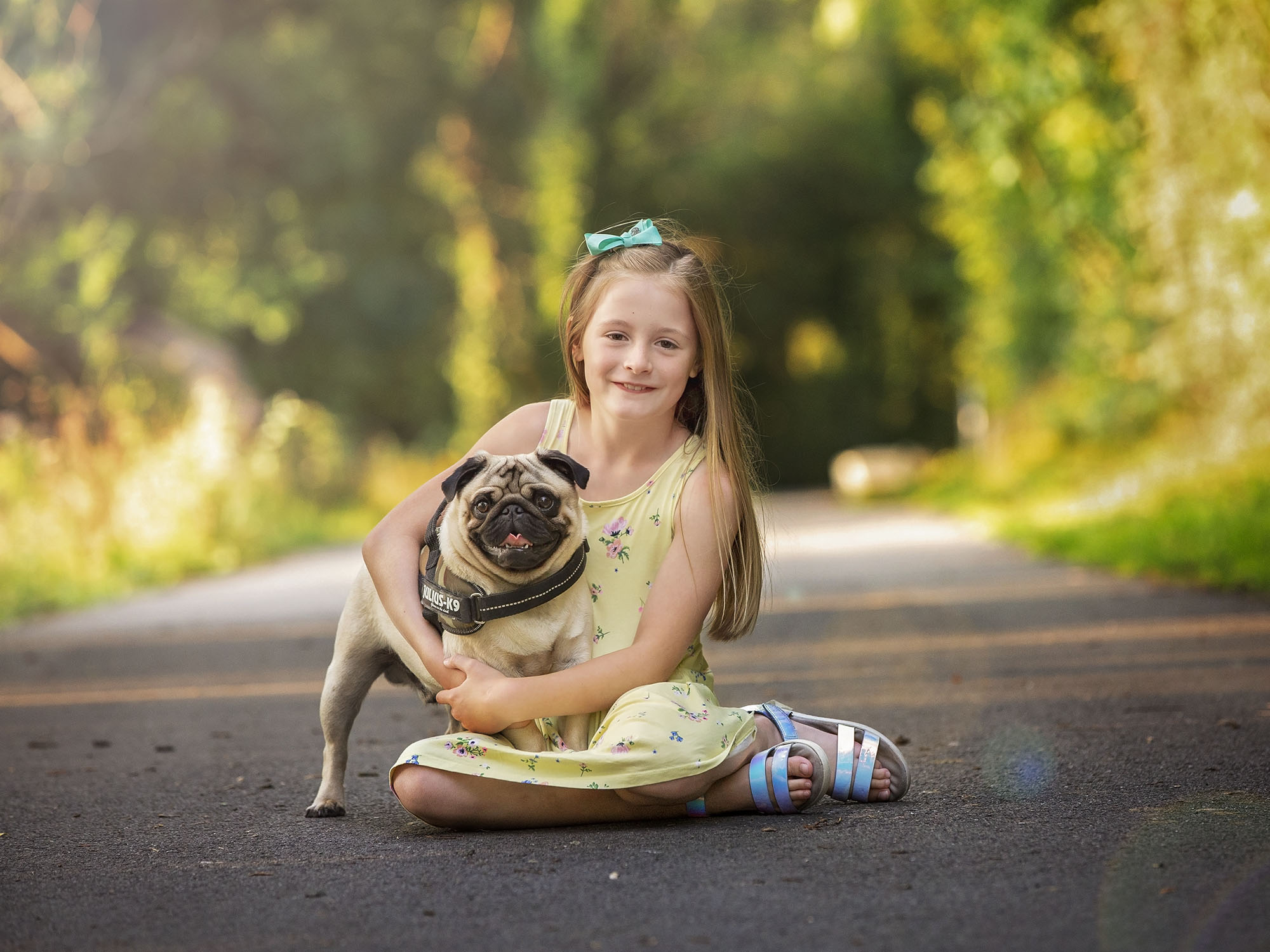 girl and dog outdoors family photography Winchester Hampshire 