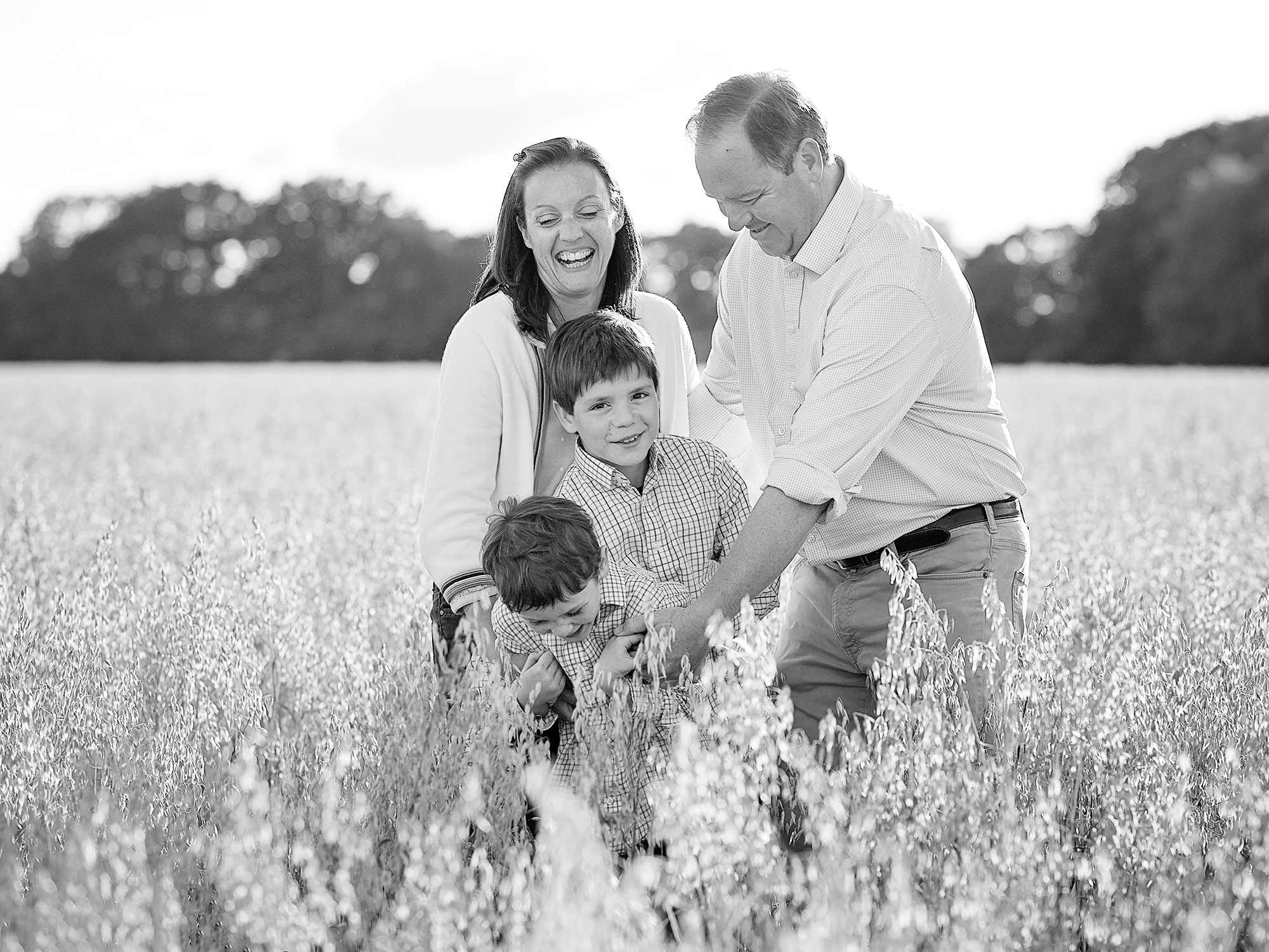 Family black and white outdoor by family photographer Hampshire